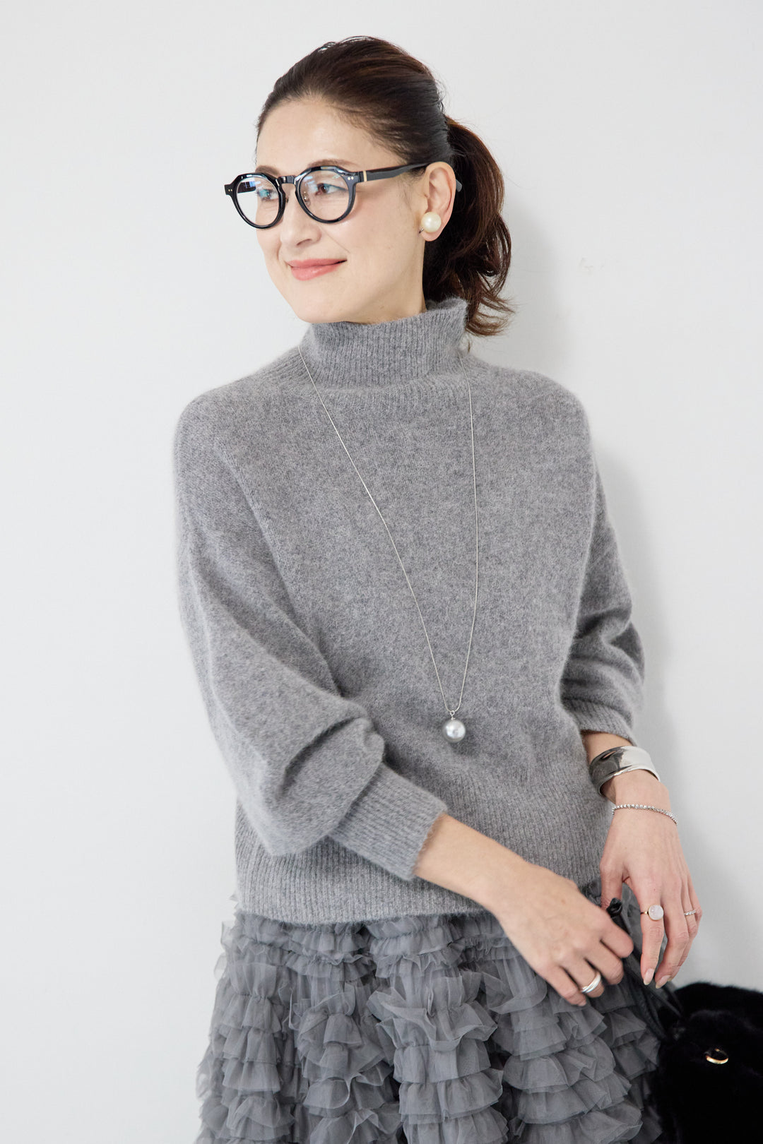 FOX混ボリュームスリーブニット