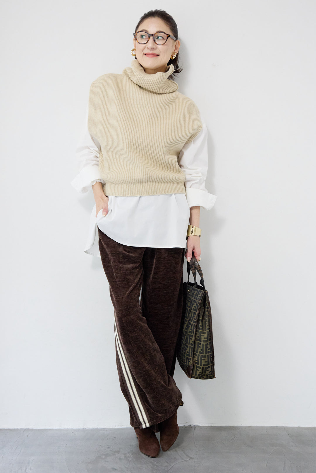 リブタートルショートベスト