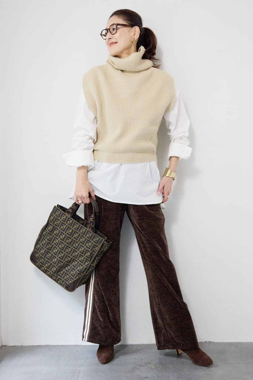 リブタートルショートベスト