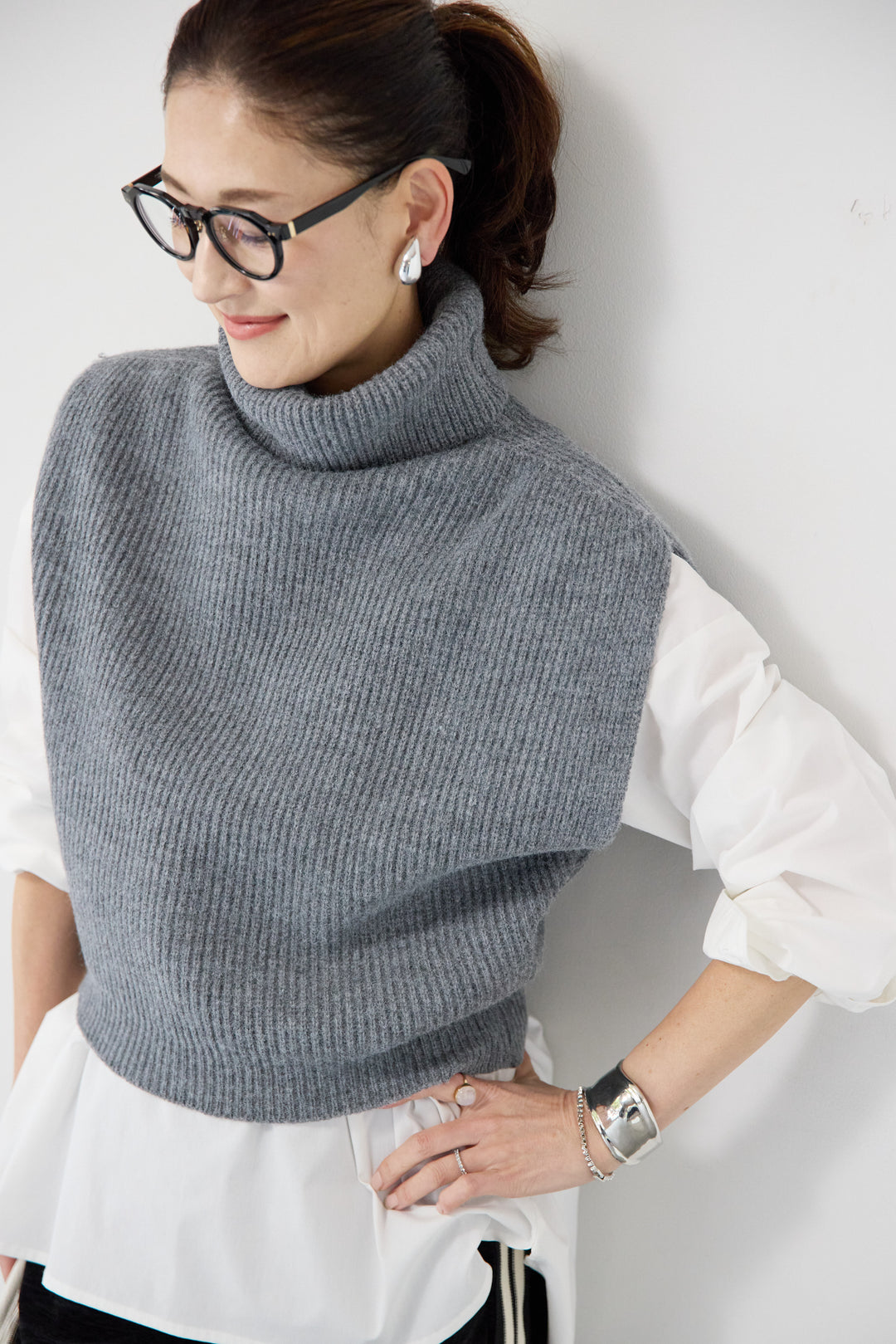 リブタートルショートベスト