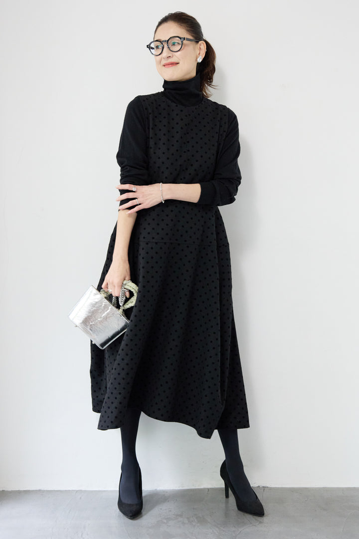 フロッキードット フレアジャンパースカート