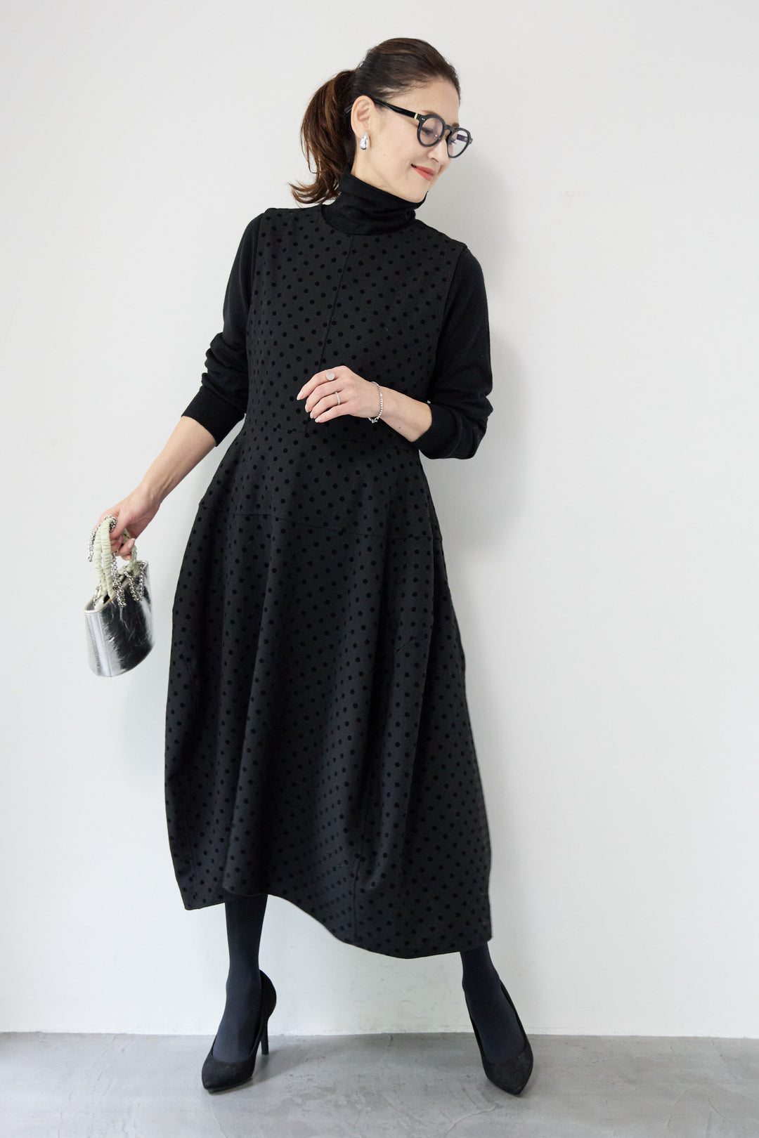 カシミヤ混 ハイネックニット