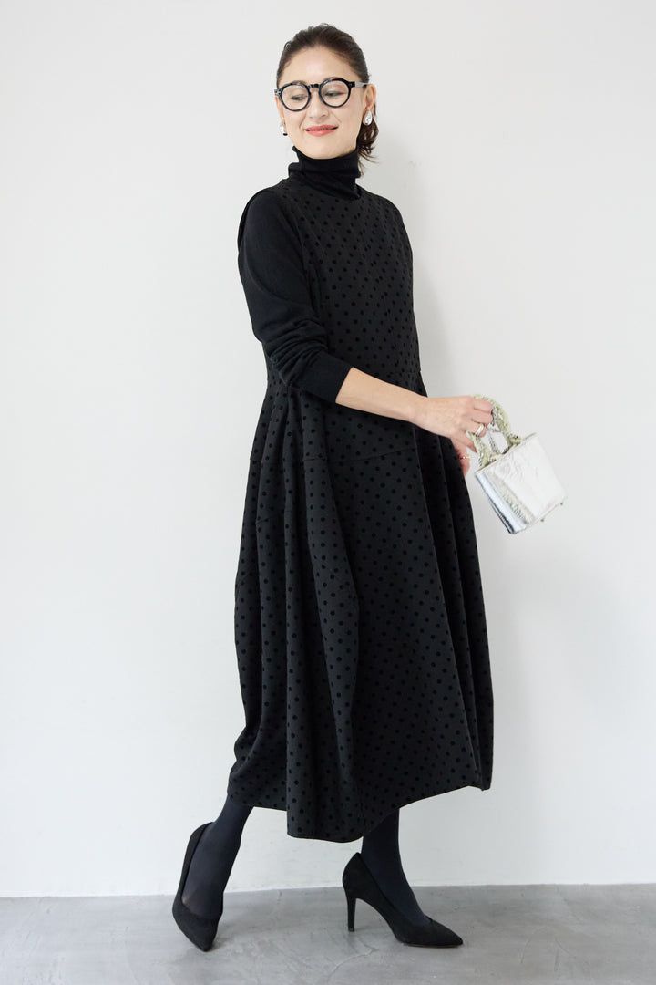 フロッキードット フレアジャンパースカート