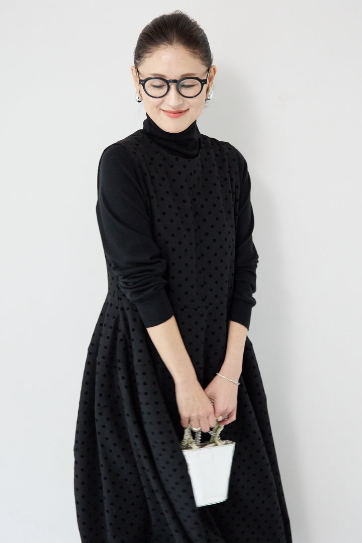 フロッキードット フレアジャンパースカート