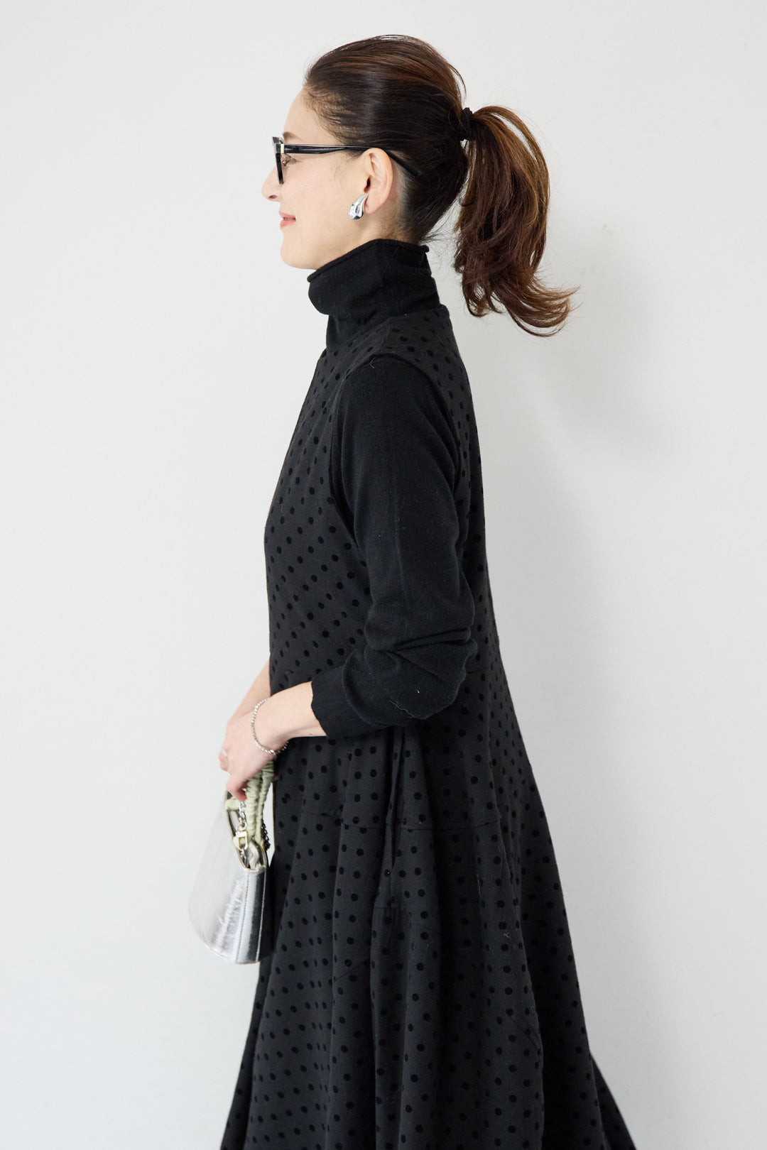 フロッキードット フレアジャンパースカート