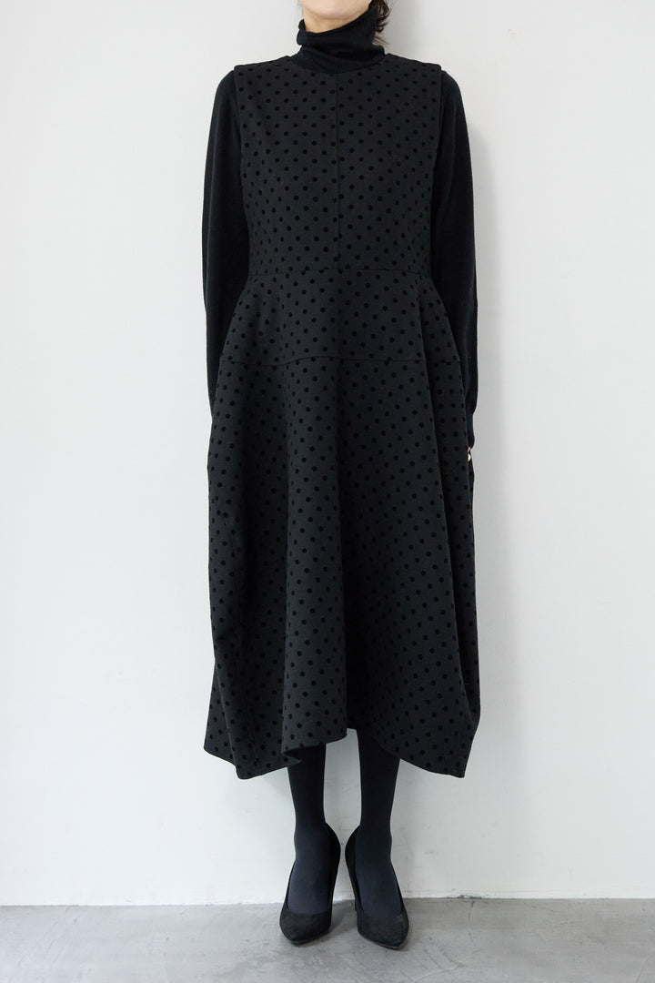 フロッキードット フレアジャンパースカート