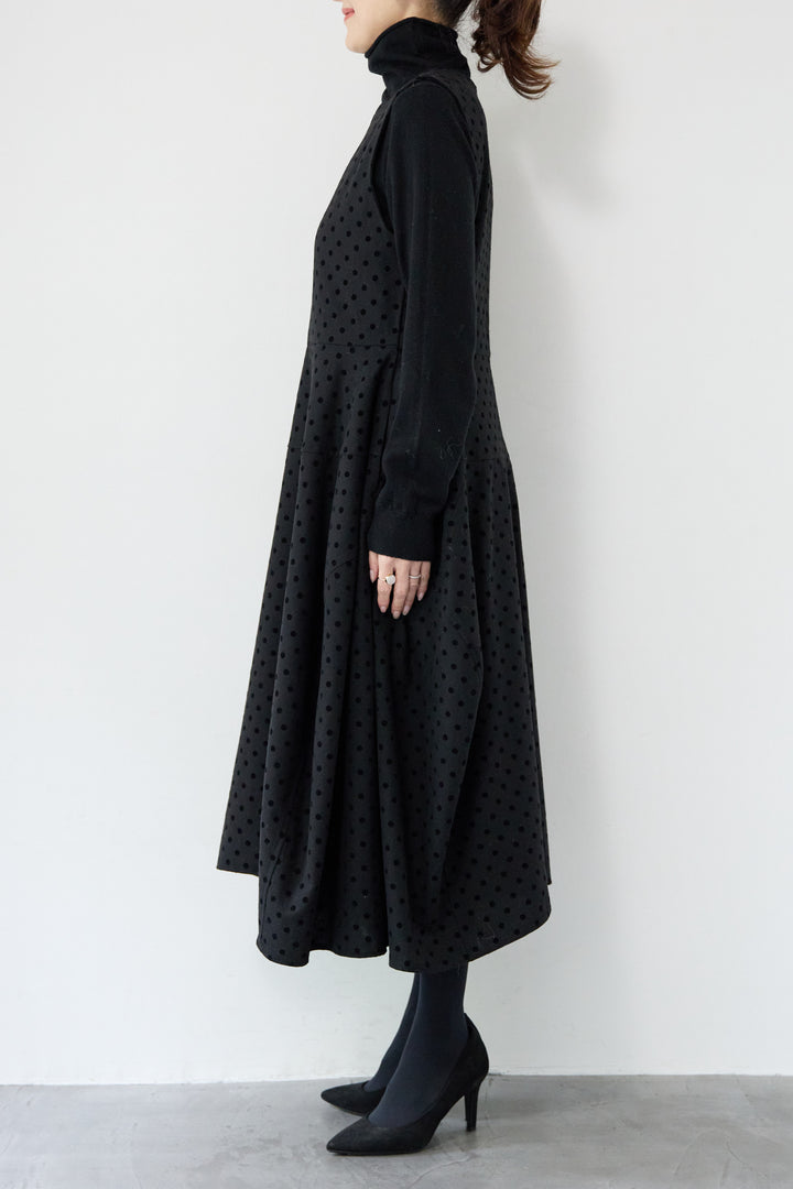 フロッキードット フレアジャンパースカート