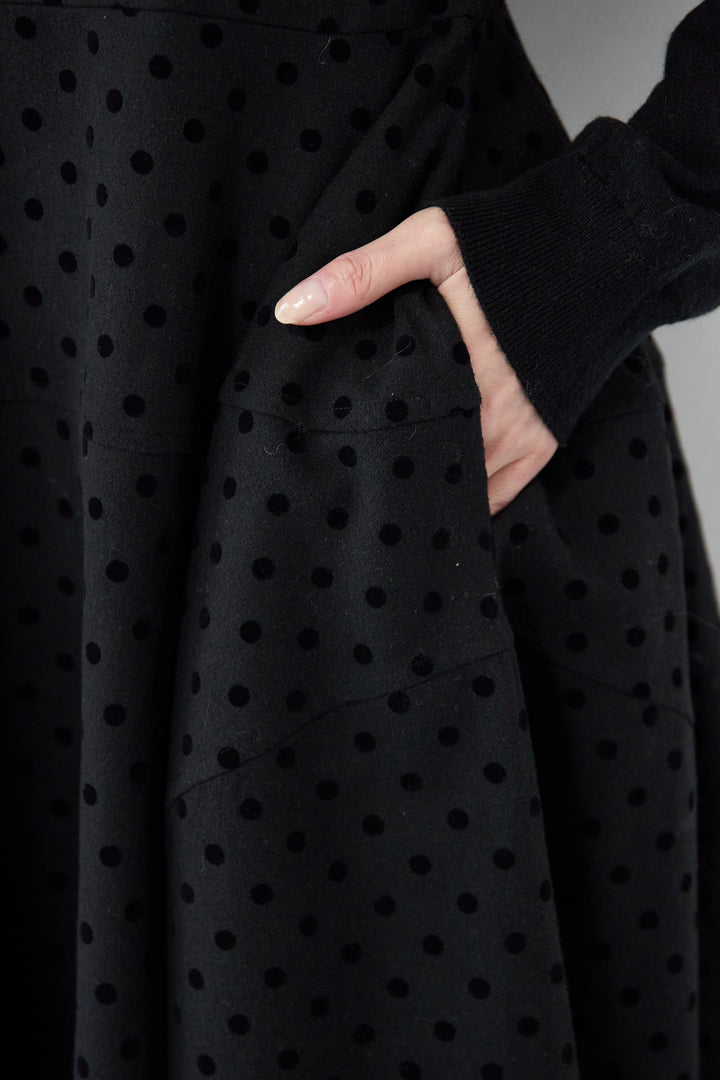 フロッキードット フレアジャンパースカート