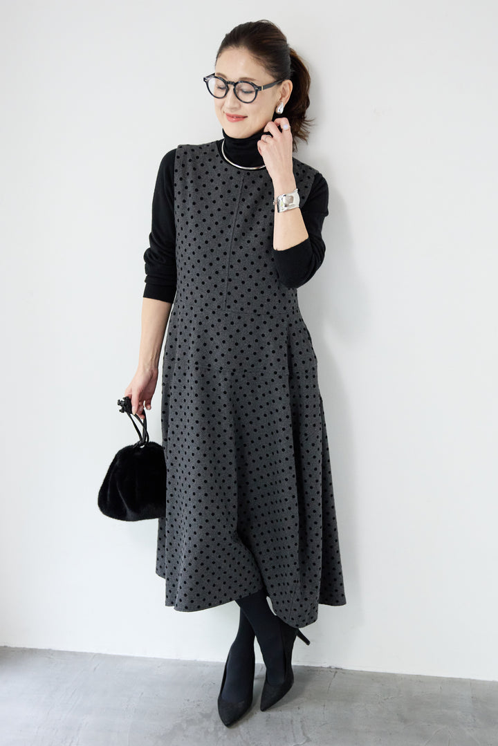 フロッキードット フレアジャンパースカート