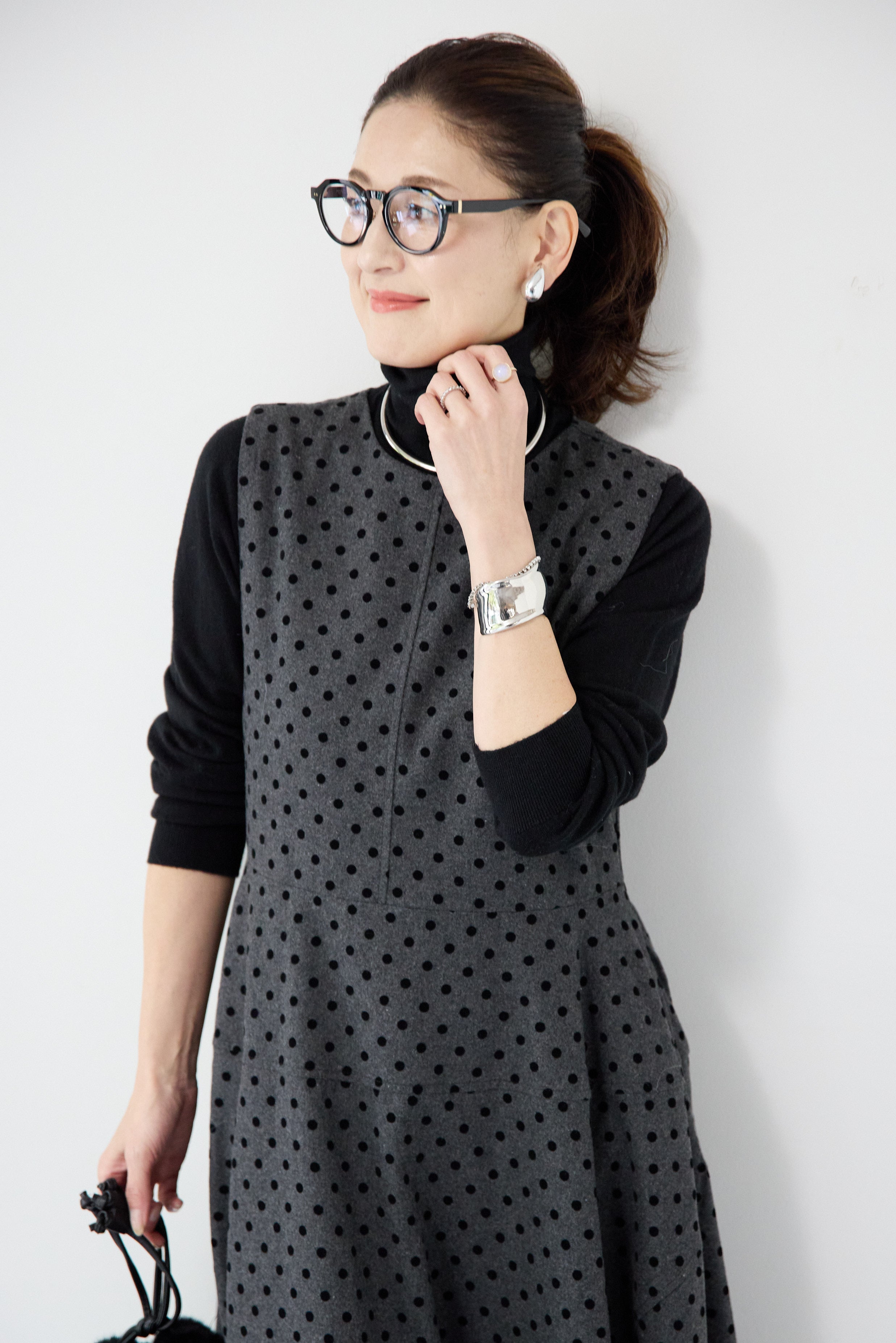 ジャンパースカートドット柄 フロッキードットジャンパースカート / TRECODE公式通販 「大人可愛い