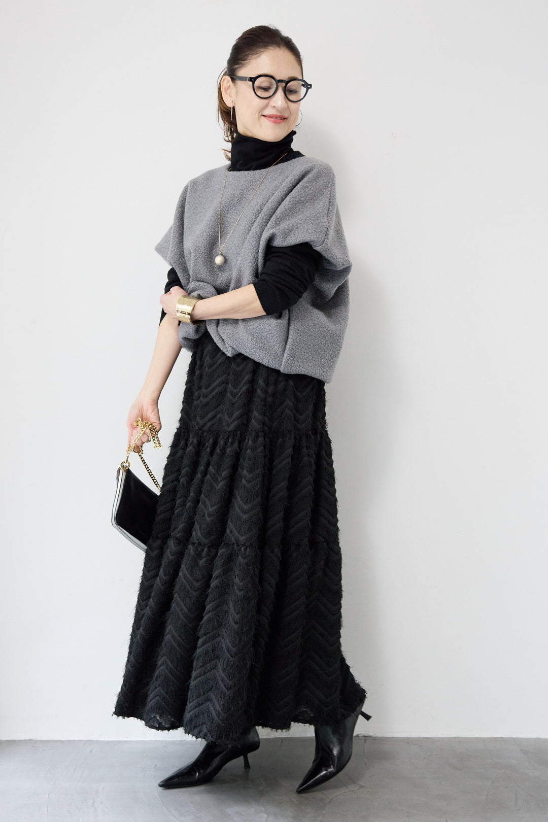 フリンジティアードスカート