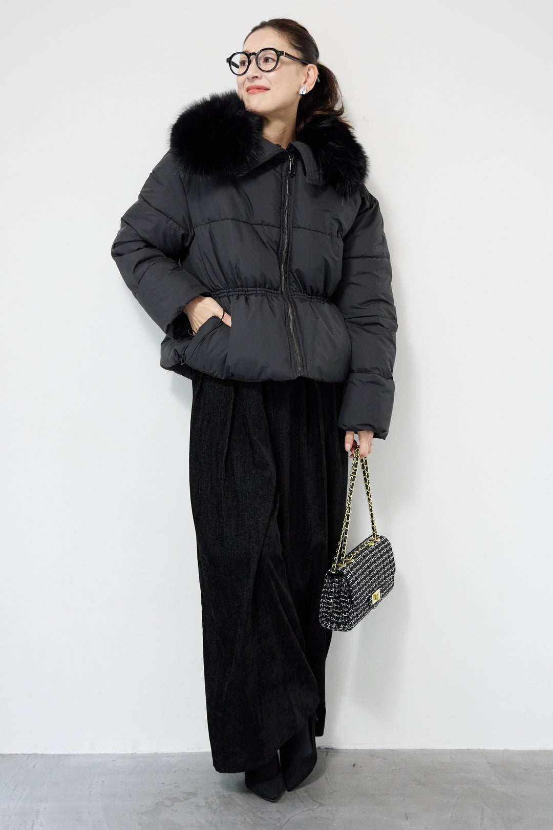 ファー襟付き中綿ジャケット