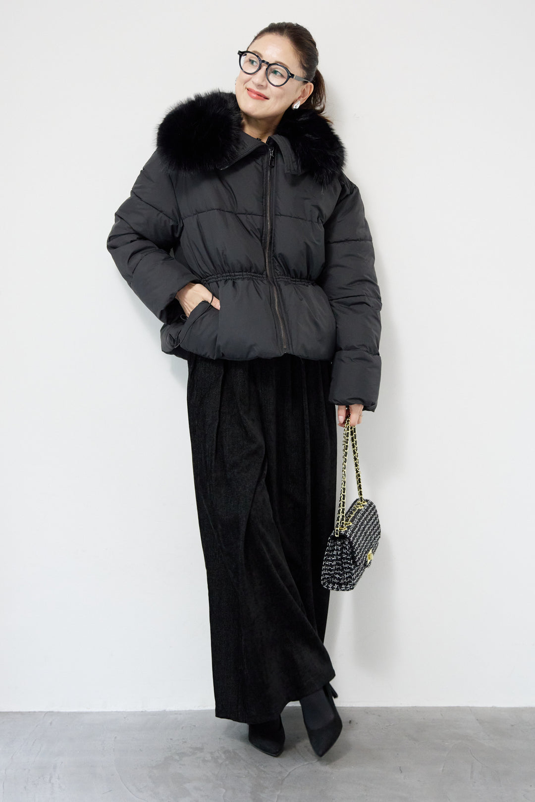 ファー襟付き中綿ジャケット