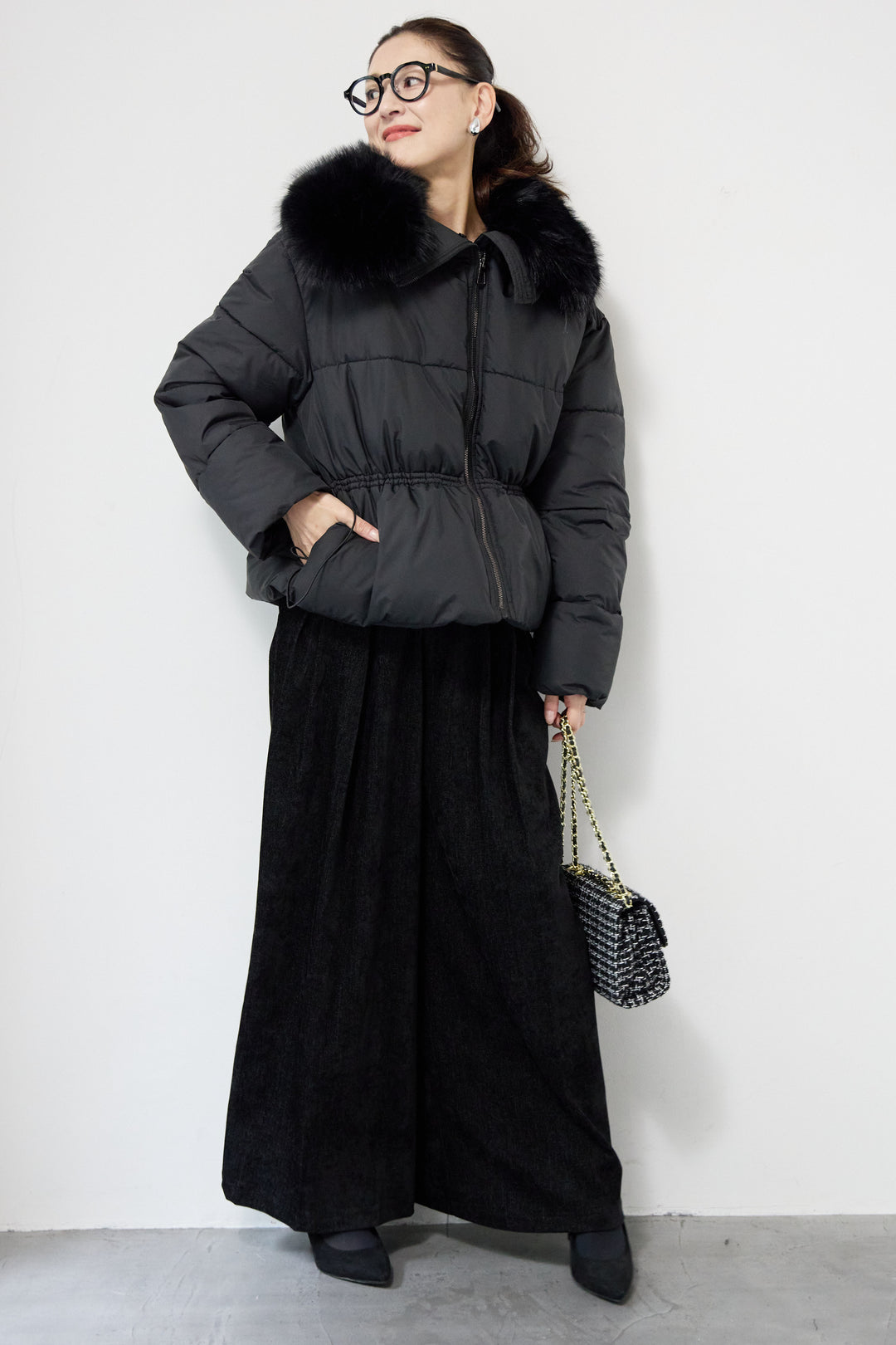 ファー襟付き中綿ジャケット