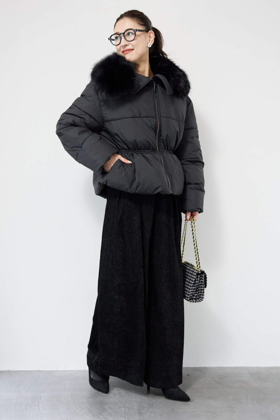 ファー襟付き中綿ジャケット