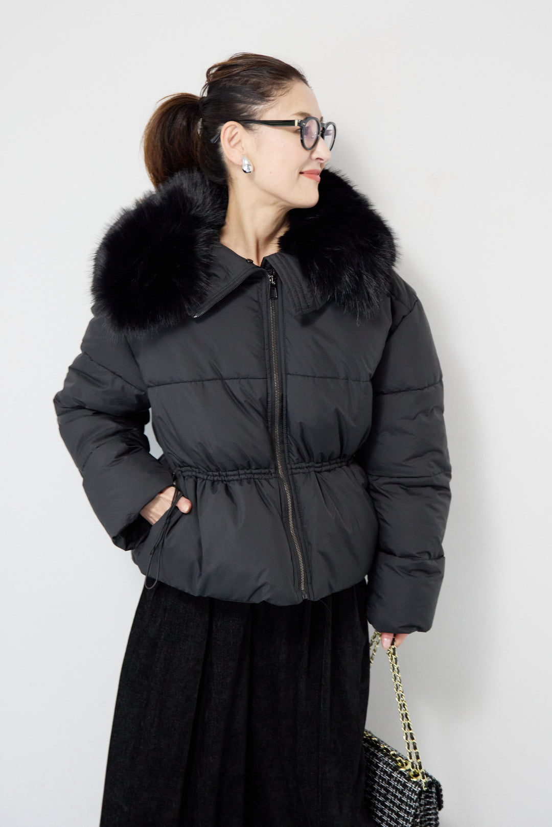ファー襟付き中綿ジャケット