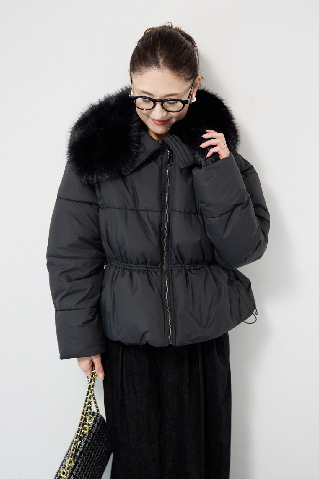 ファー襟付き中綿ジャケット