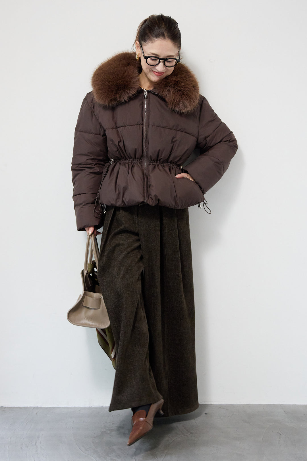 ファー襟付き中綿ジャケット