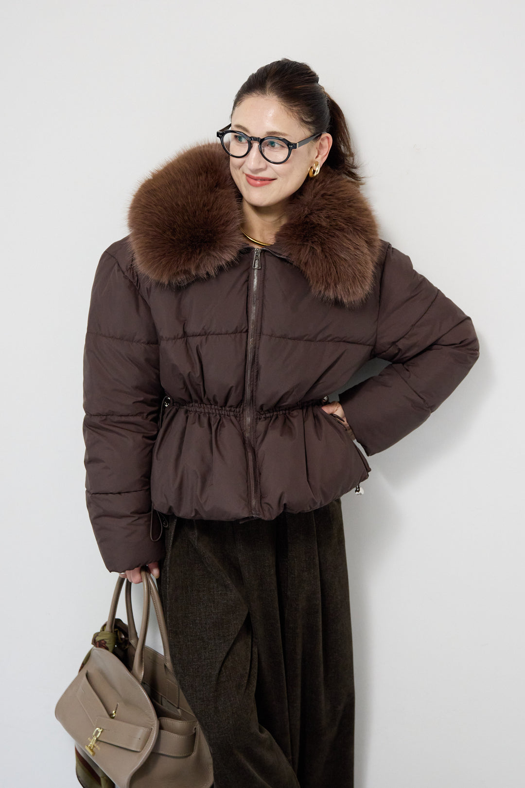 ファー襟付き中綿ジャケット