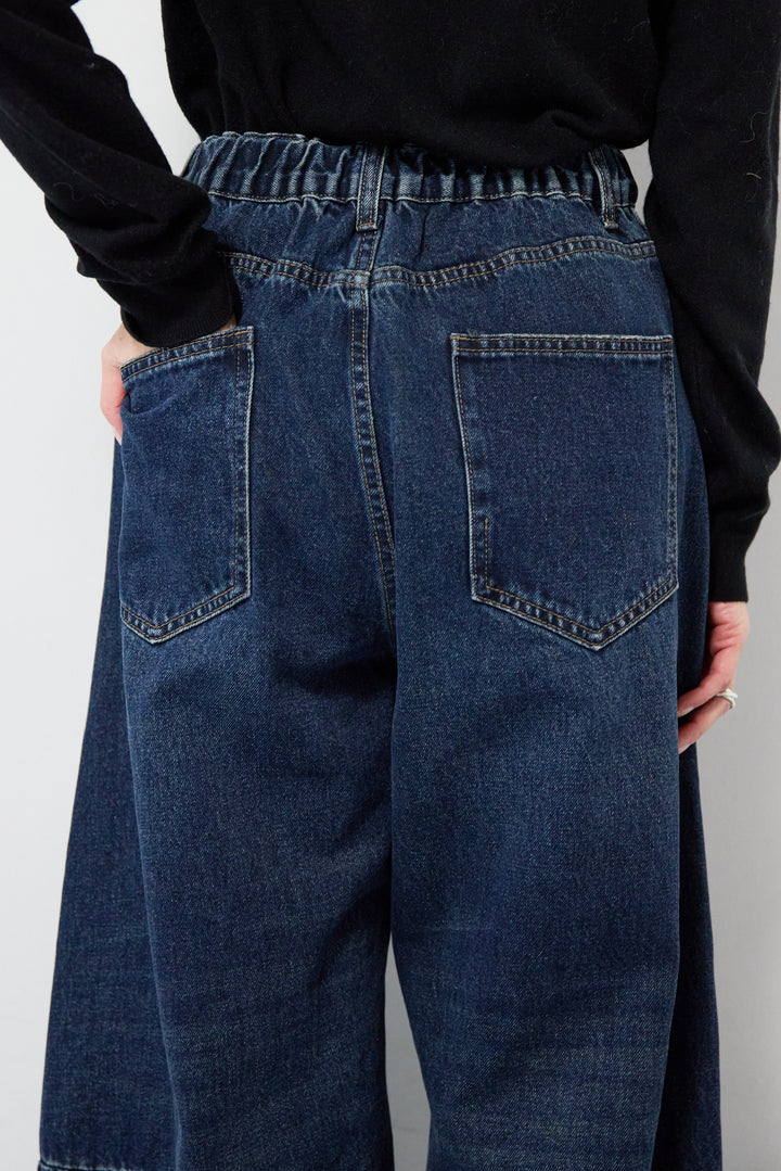 [SET]ウォッシャブルポンチョニット+カーブデニムパンツ(2set)