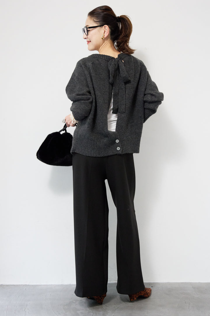 バックシャンリボンデザインニット