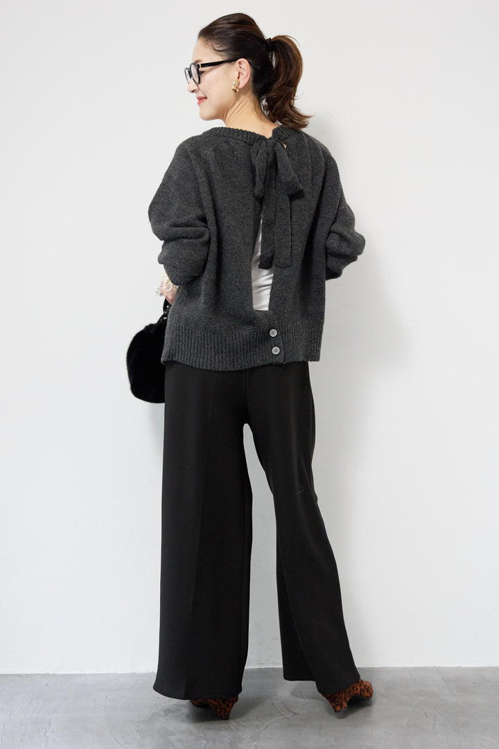 バックシャンリボンデザインニット