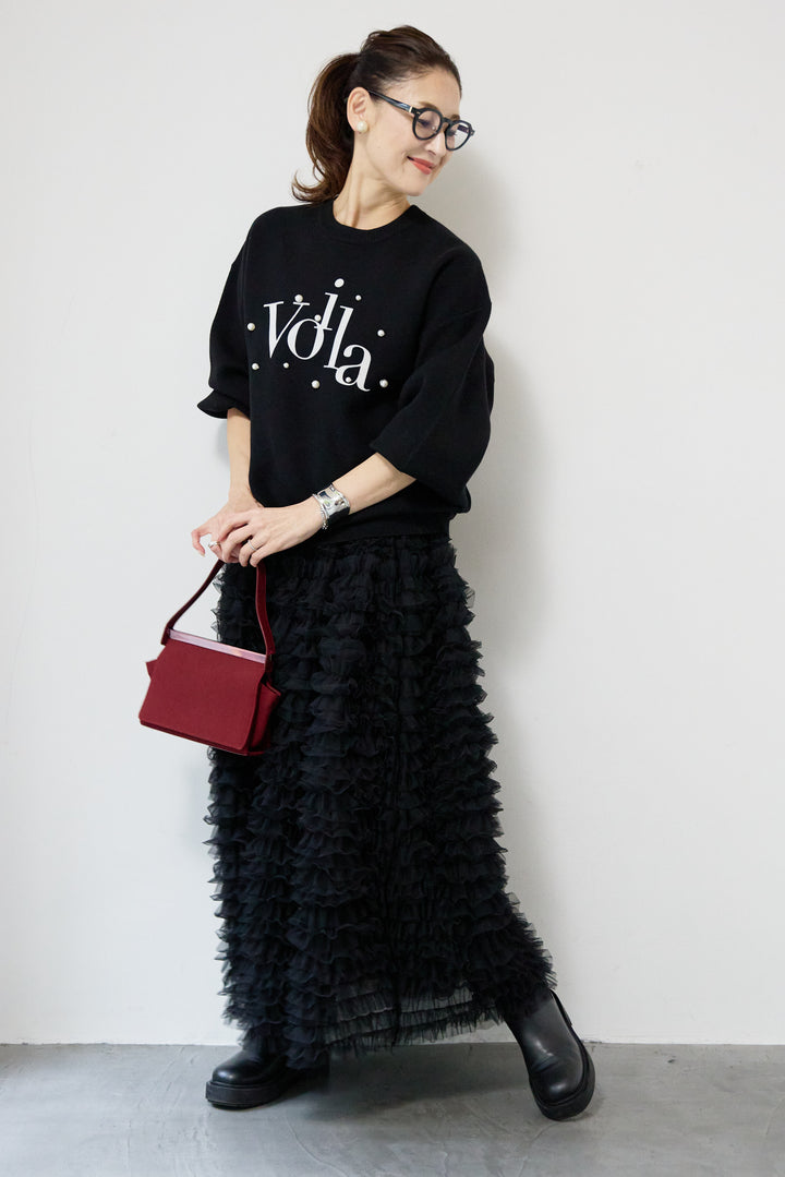 パール+ロゴニットトップス