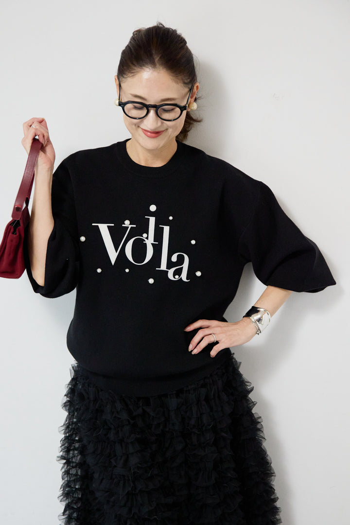 パール+ロゴニットトップス