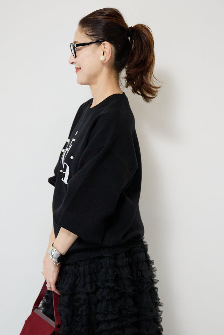 パール+ロゴニットトップス