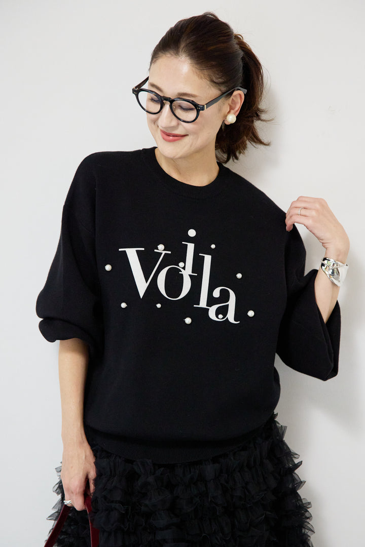 パール+ロゴニットトップス