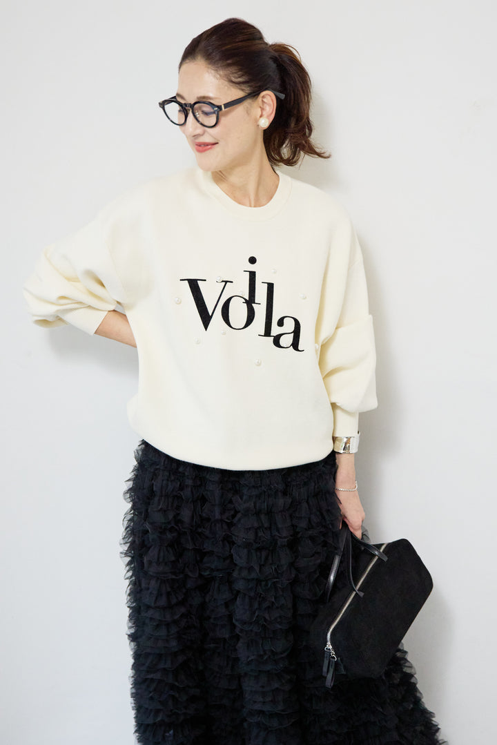 パール+ロゴニットトップス