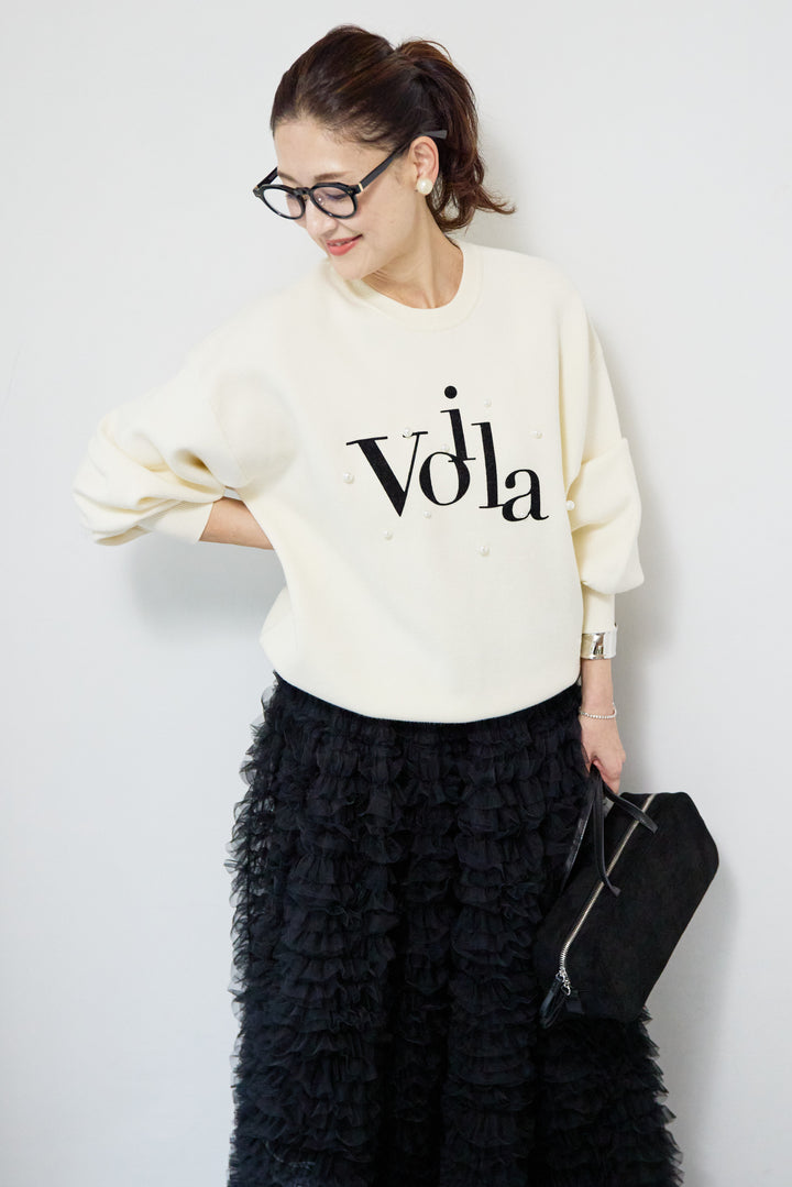 パール+ロゴニットトップス