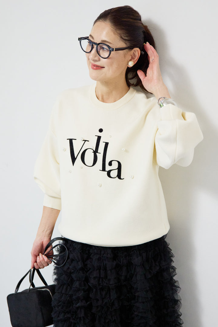 パール+ロゴニットトップス