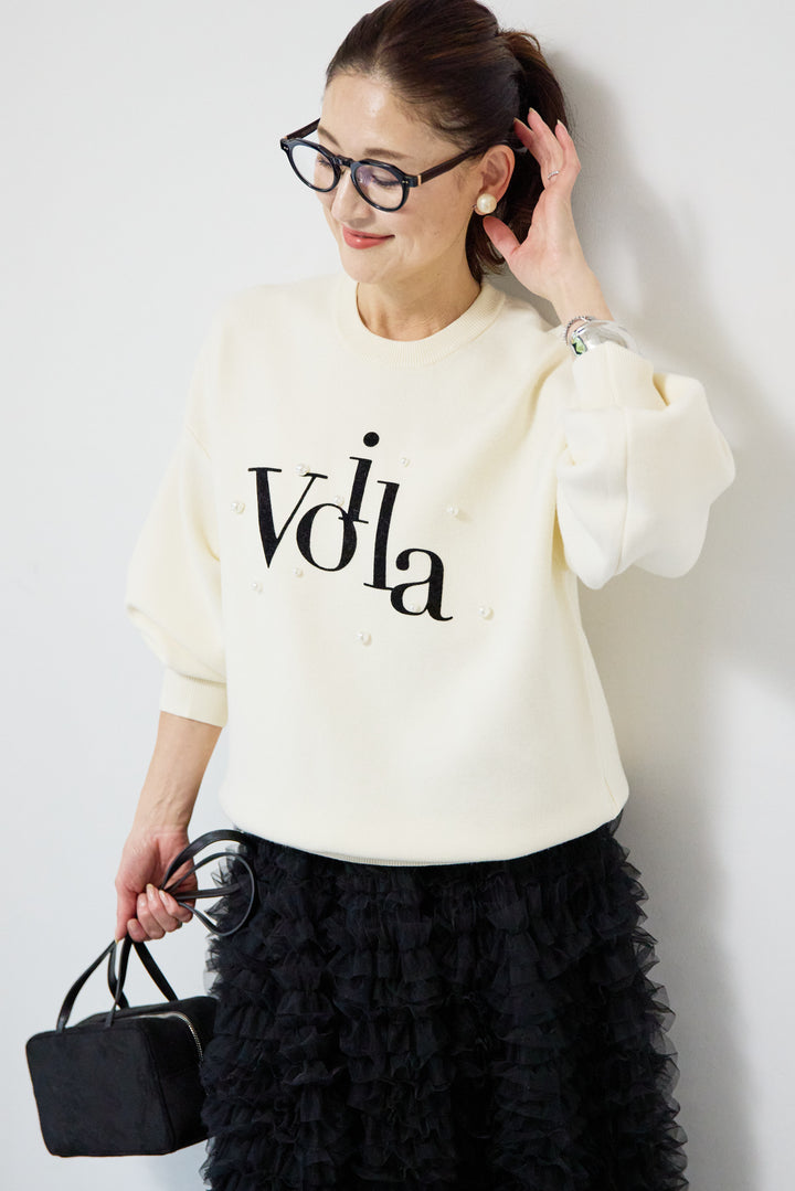 パール+ロゴニットトップス