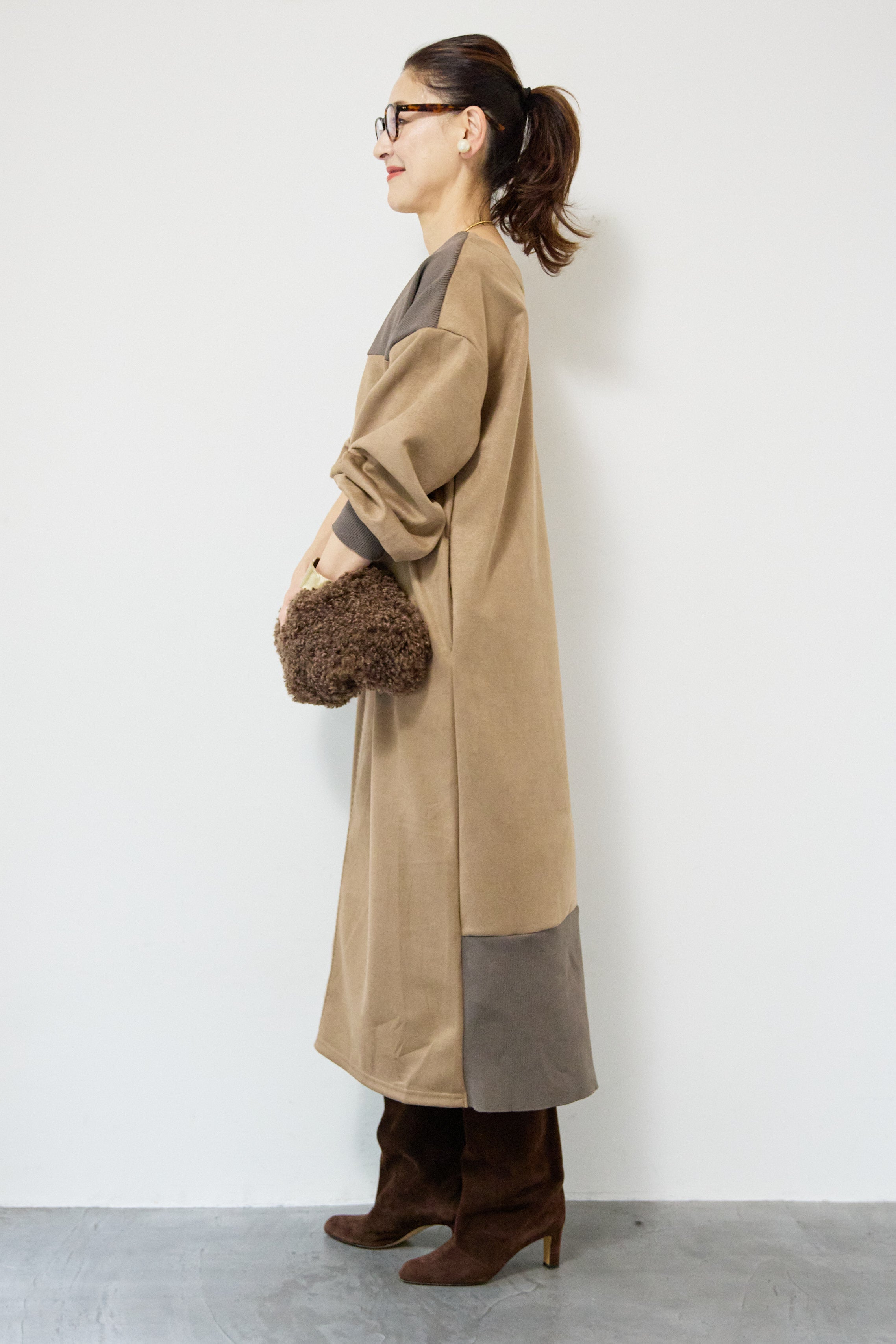 スエード×リブニット2WAYワンピース – plusotoha