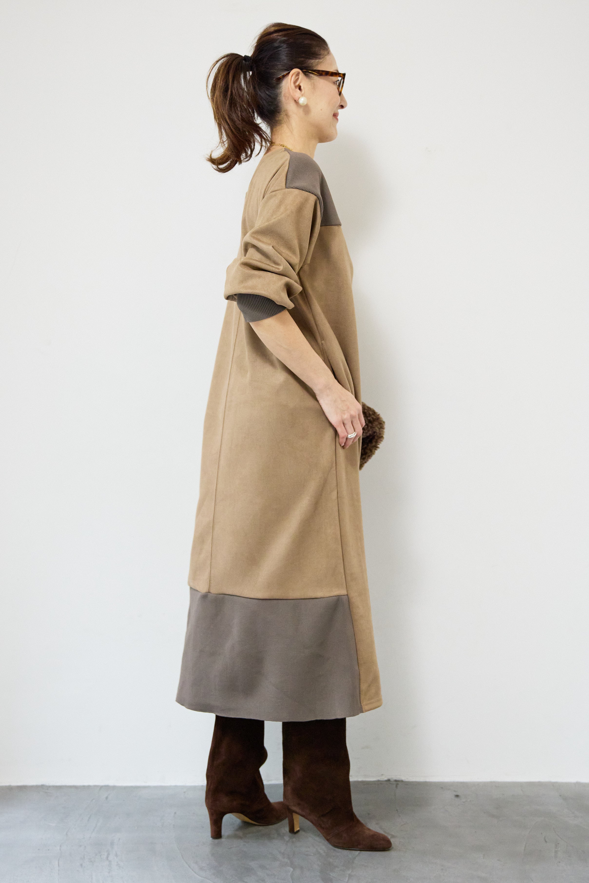 スエード×リブニット2WAYワンピース – plusotoha