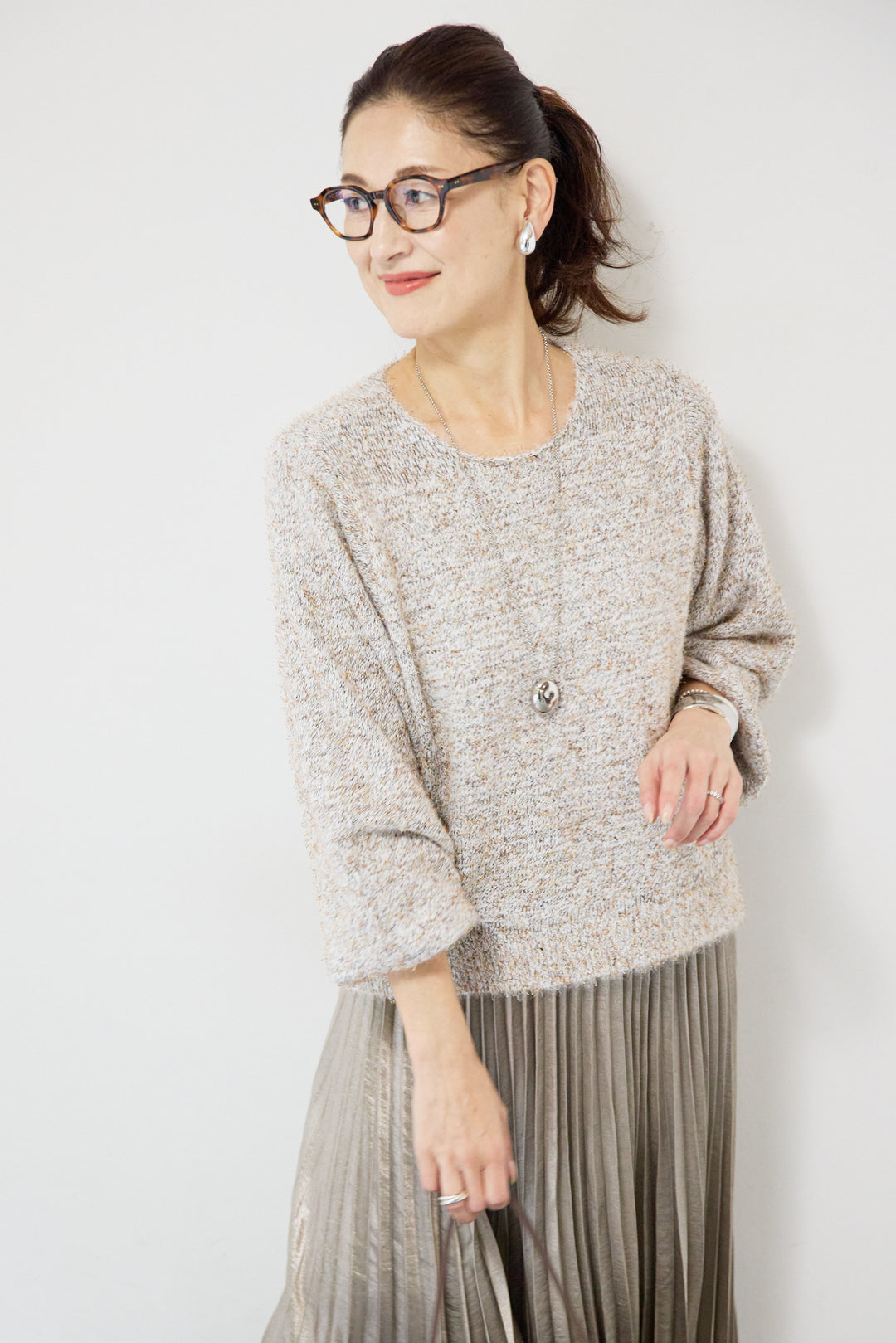 ひげネップヤーンニットプルオーバー