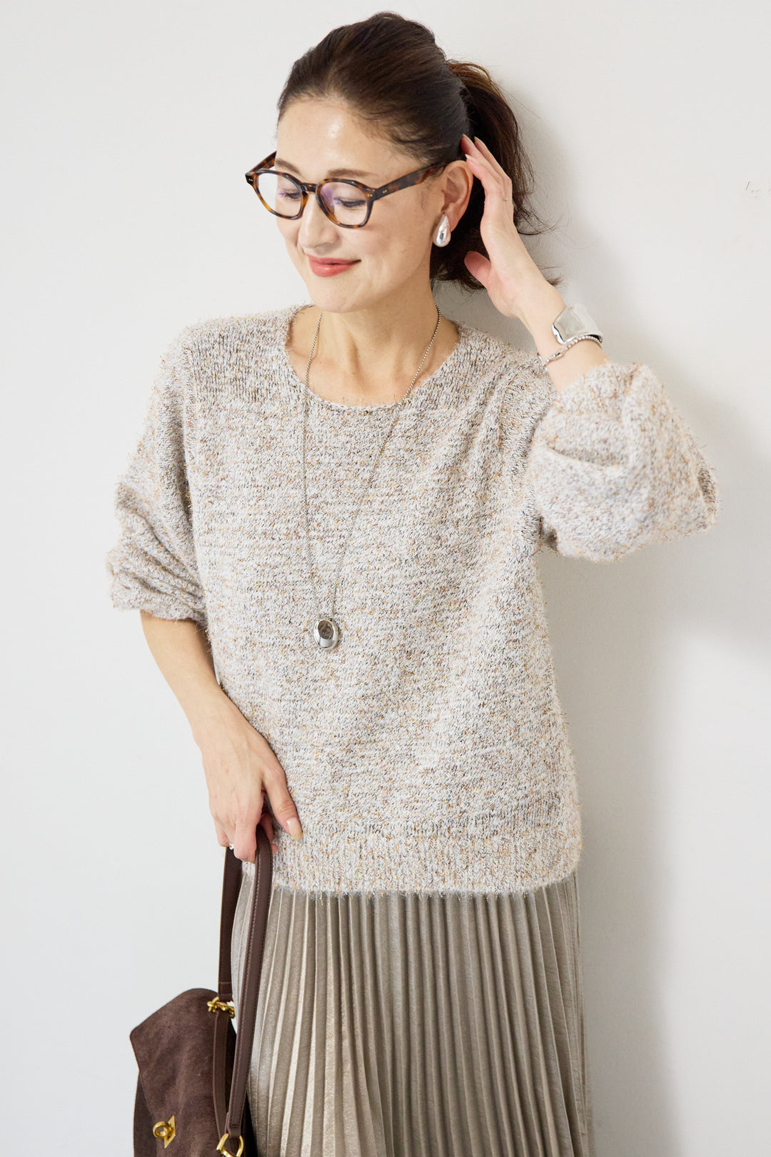 ひげネップヤーンニットプルオーバー