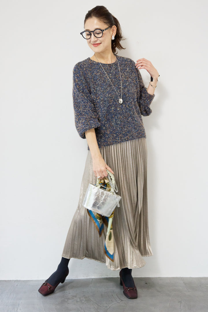 ひげネップヤーンニットプルオーバー