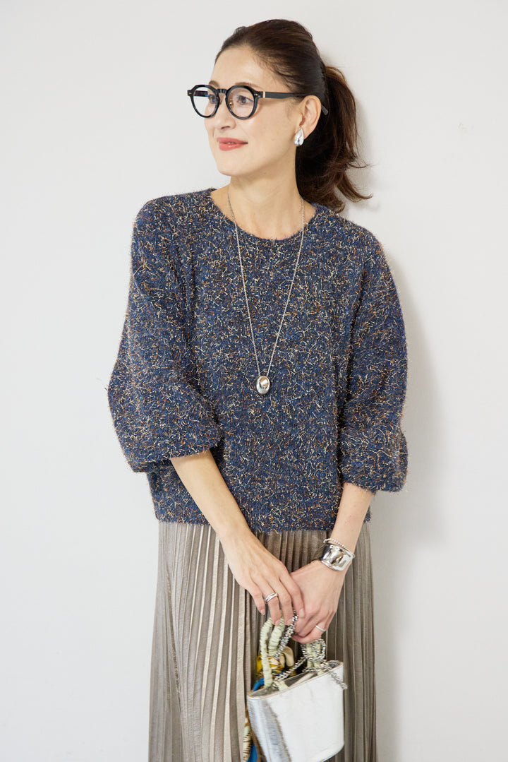 ひげネップヤーンニットプルオーバー