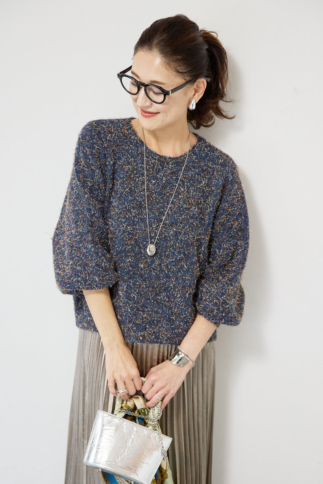 ひげネップヤーンニットプルオーバー