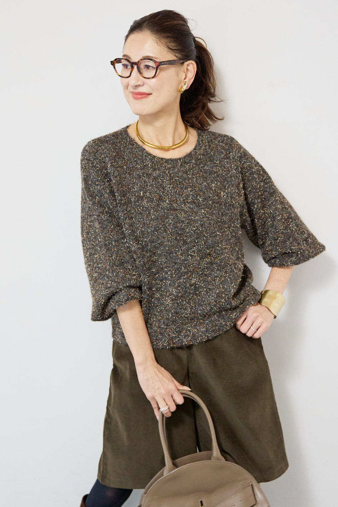 ひげネップヤーンニットプルオーバー