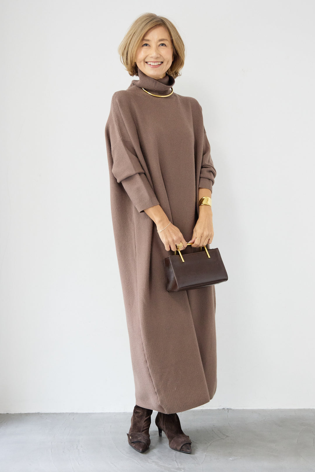 ソフトタッチタートルニットワンピース