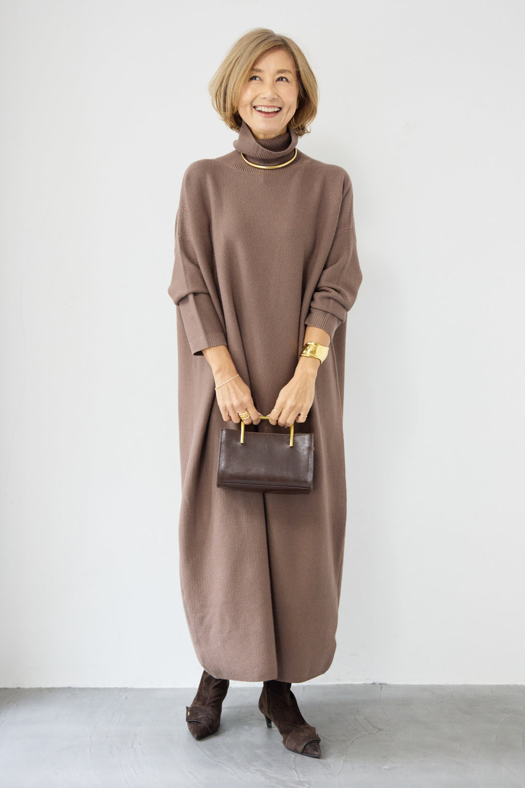 ソフトタッチタートルニットワンピース