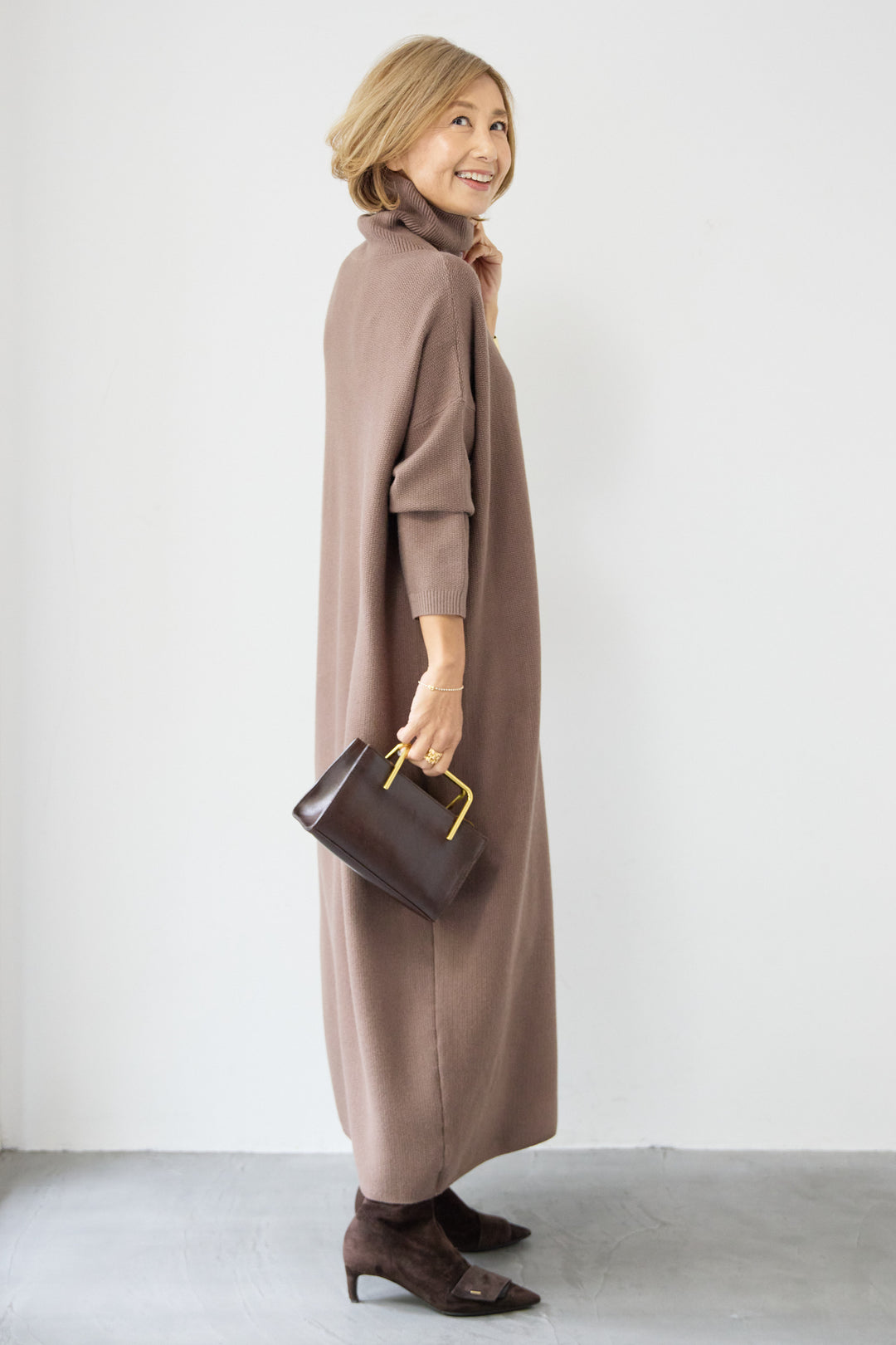 ソフトタッチタートルニットワンピース