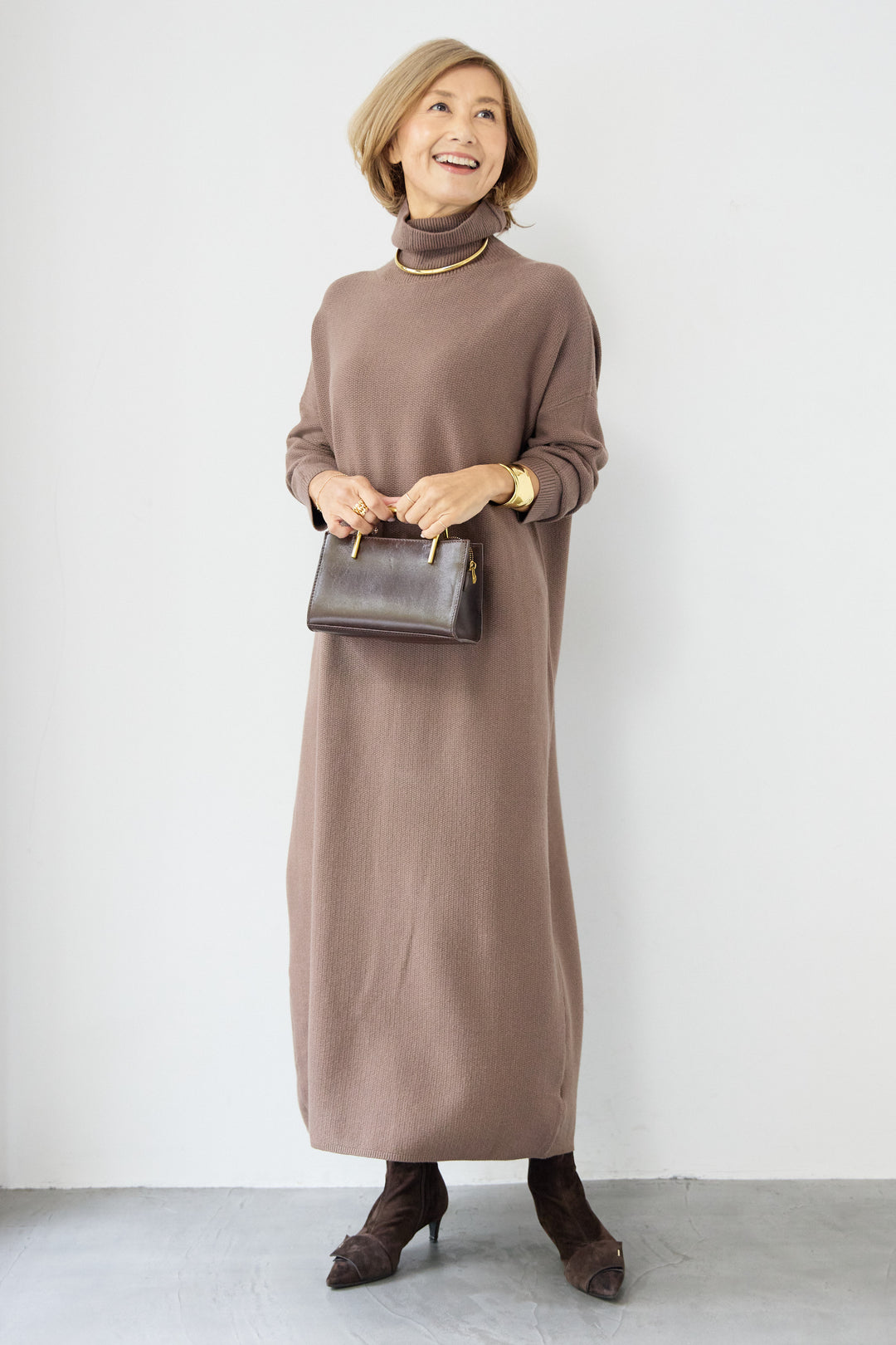 ソフトタッチタートルニットワンピース