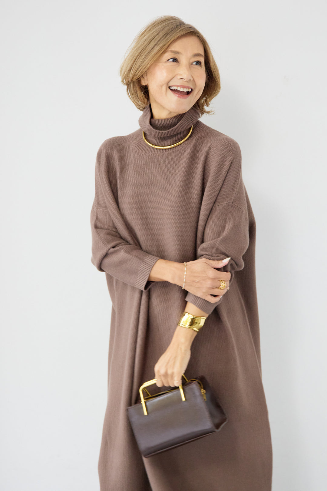 ソフトタッチタートルニットワンピース