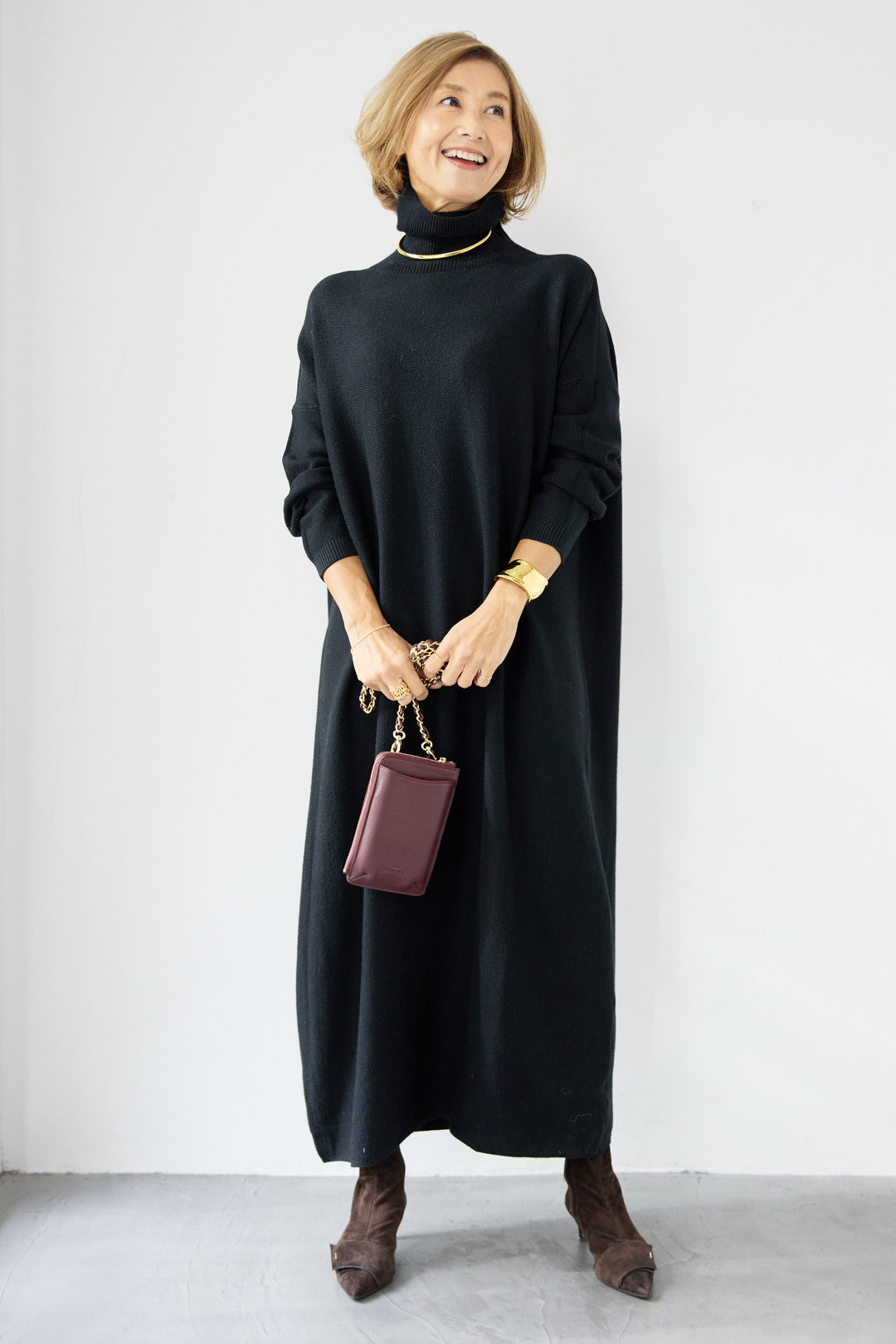 ソフトタッチタートルニットワンピース