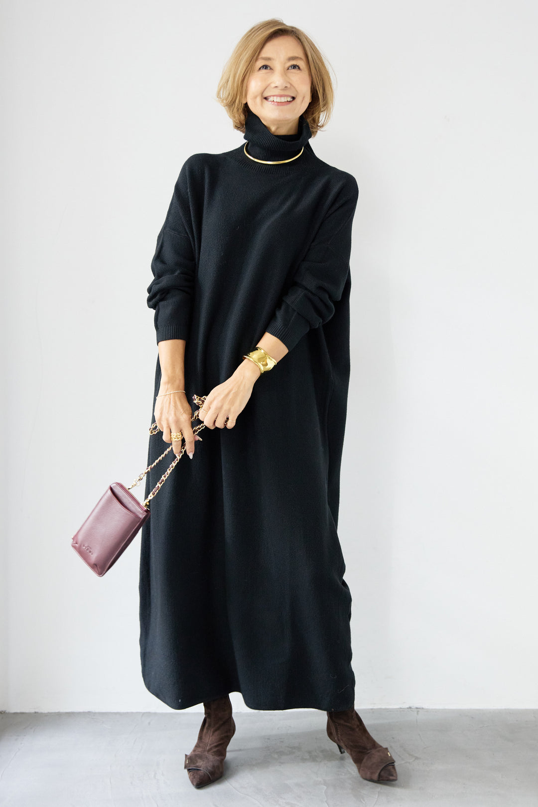 ソフトタッチタートルニットワンピース