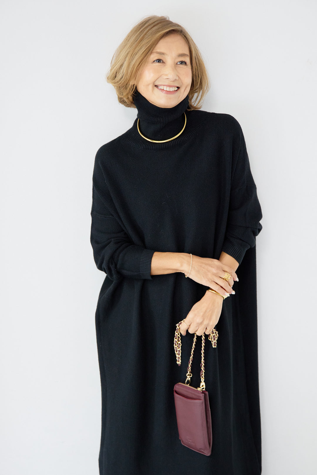 ソフトタッチタートルニットワンピース